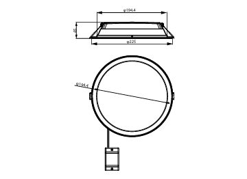 Dimension Drawing (without table) - DN065B G4 LED20/840 19W 220-240V D200 RD