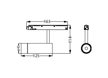 Dimension Drawing (without table) - Mag Spotlight 9.5W 740lm 40K 24D