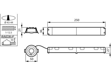 Dimension Drawing (without table) - EM150B REC 1S OA/CO NM3 ELP WH IP20