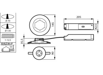 Dimension Drawing (without table) - EM151B REC 3S OA/CO NM3 ELP WH IP20
