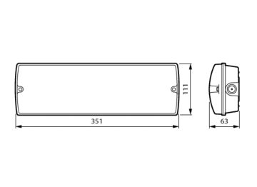 Dimension Drawing (without table) - EM153C SM BKD EXIT SIGN M3 ELB IP65