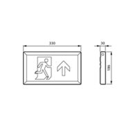 Dimension Drawing (without table) - EM155C SLIM WL EXIT SIGN M3 ELB UP WH