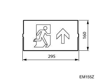 Dimension Drawing (without table) - EM155Z SLIM WL EXIT SIGN LEGEND RIGHT