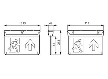 Dimension Drawing (without table) - EM159C WL/CM EXIT SIGN M3 ELP UP WH