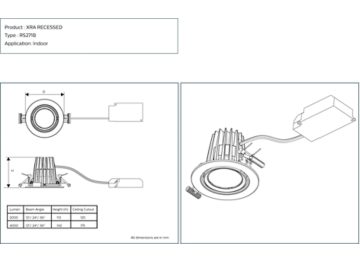 Dimension Drawing (without table) - RS271B LED40/850 PSU-E WB WH