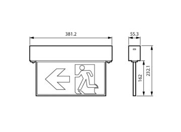Dimension Drawing (without table) - EM260C WL/CM EXIT SIGN 2S M3 ELW WH