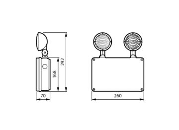 Dimension Drawing (without table) - EM264C SM TWIN SPOT 8S NM3 ELW IP65 WH