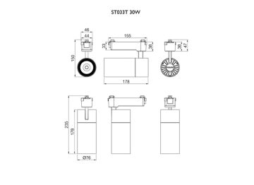 Dimension Drawing (without table) - ST033T LED25/840 30W 110-240V I WB WH KC