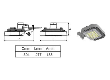 Dimension Drawing (without table) - BRP231 LED145 NW 95W 120-277V PSR DM P7