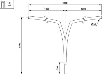   - 1100 mm - 60 mm - 4° - RAL color - 