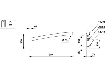  - 900 mm - 60 mm - 5° - RAL color - 