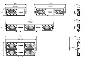 Dimension Drawing (without table) - BWP654 LED348 CW TSK PSU SPD GR