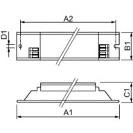 Dimension Drawing (with table) - HF-B 158/258 TL-D EII 220-240V 50/60Hz