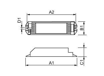 Dimension Drawing (with table) - HF-E 1/2 58 TL-D II 220-240V 50/60Hz