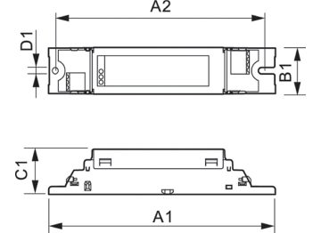 Dimension Drawing (with table) - HF-S 154 TL5 II 220-240V 50/60Hz