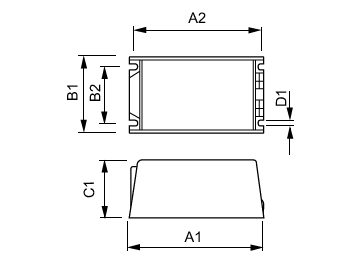Dimension Drawing (with table) - HID-DV PROG Xt 70 SON C1 208-277V