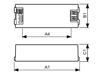 Dimension Drawing (with table) - LCN8600/00 MultiOne interface USB2DALI