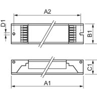 Dimension Drawing (with table) - HF-Pi 3/4 14/24 TL5/PL-L EII 220-240V