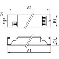 Dimension Drawing (with table) - HF-Pi 2 28/35/49/54 TL5 EII 220-240V
