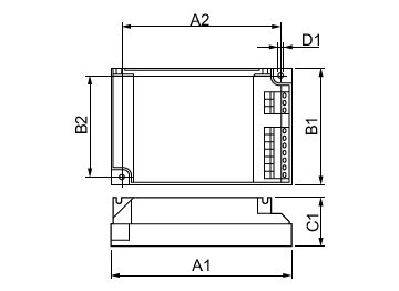 Dimension Drawing (with table) - HF-P 1/218 PL-T/C III 220-240V