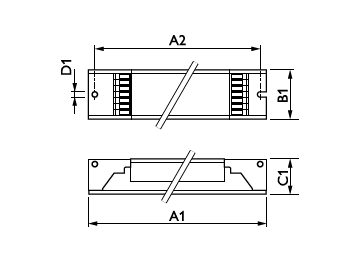 Dimension Drawing (with table) - HF-R 136 TL-D EII 220-240V 50/60Hz