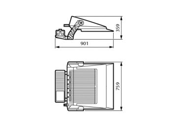 Dimension Drawing (without table) - BVP440 LED1650/757 DW HGB L FG PSD ALU