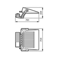 Dimension Drawing (without table) - BVP440 LED1650/757 DW HGB FG PSD ALU D9