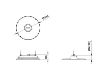 Dimension Drawing (without table) - BY778P LED400/CW PSD WB