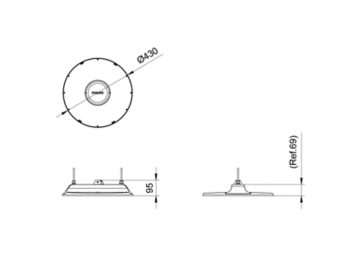 Dimension Drawing (without table) - BY778P LED250/NW PSD NB