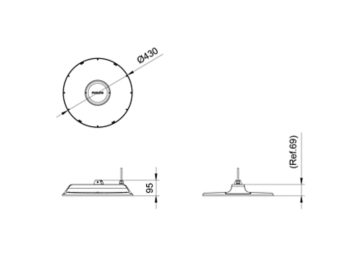 Dimension Drawing (without table) - BY778P LED300/CW PSU NB