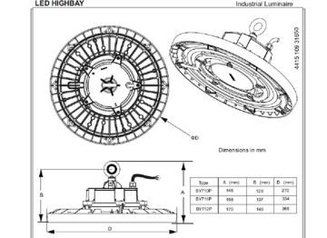 Dimension Drawing (without table) - BY710P LED100S 5700 WB H PSU