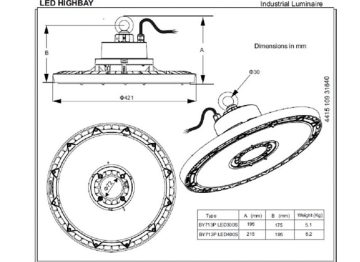 Dimension Drawing (without table) - BY713P LED400S 5700 ENB H PSU