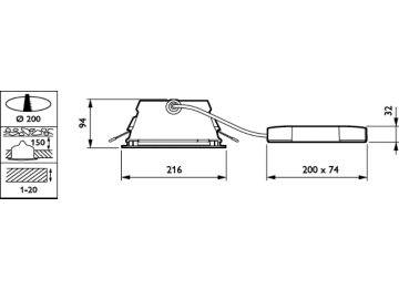 Dimension Drawing (without table) - DN470B LED30S/840 DIA-VLC-E C ELP3 WH P
