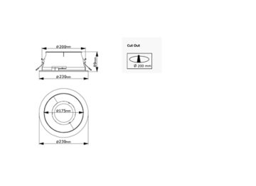 Dimension Drawing (without table) - DN510B 20S/830 PSU-E C WH