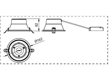 Dimension Drawing (without table) - DN392X LED20/840 P17L1W D150 AL GMG2HE
