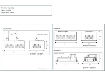 Dimension Drawing (without table) - BY400V LED72S CW SY110 PSU S2 PC WH