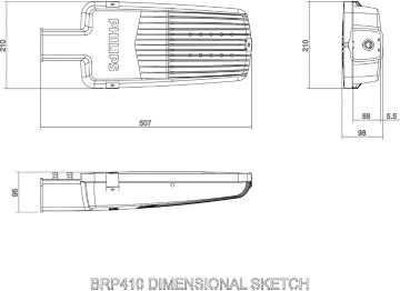 Dimension Drawing (without table) - BRP410 LED145 CW M2 FG PSU