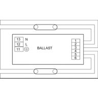 HF-E 1/2 28-35 TL5 II 220-240 50/60Hz, Wiring Diagram 2 Lamps TP-913713042800
