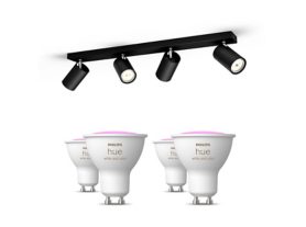 Kosipo Spot 4er-Pack in schwarz + GU10 farbfähige Lampen