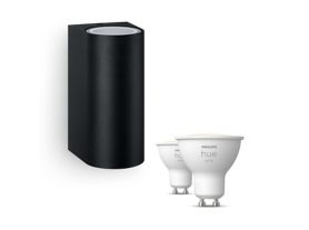 Nightingale Wandleuchte in schwarz + weiße GU10 Lampen