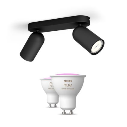 An image of product of the Pack de 2 spots Pongee noirs + ampoules GU10 à couleur variable
