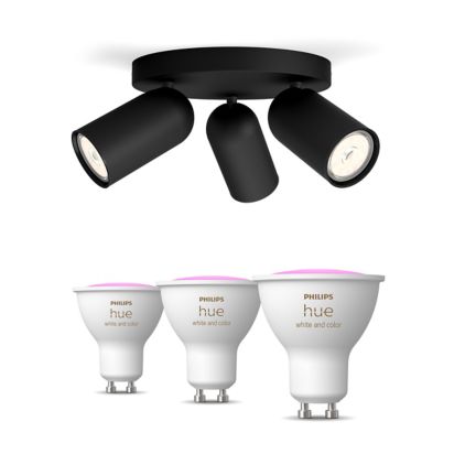 An image of product of the Pack de 3 spots Pongee noirs + ampoules GU10 à couleur variable