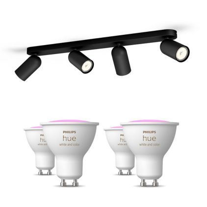 An image of product of the Pack de 4 spots Pongee noirs + ampoules GU10 à couleur variable