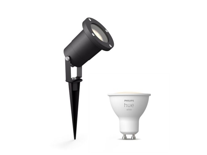 Närbild på framsidan av Puled spotlight svart + GU10 White-ljuskälla
