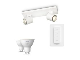 Runner Spot 2er-Pack in weiß + Dimmschalter + GU10 weiße Lampen