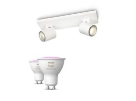 Runner Spot 2er-Pack in weiß + Dimmschalter + GU10- farbfähige Lampen