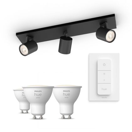 An image of product of the Pack de 3 spots Runner noirs + Dimmer switch + ampoules GU10 à lumière blanche