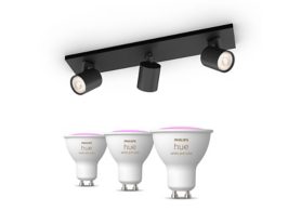 Pack de 3 spots Philips Myliving Runner noirs + ampoules GU10 à couleur variable