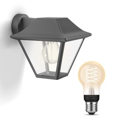 Close up of front of Alpenglow Wall Light Anthracite + E27 White Filament Bulb