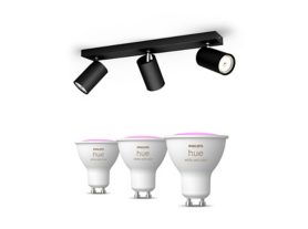 Kosipo Bar-Tube 2-spotlights Black + GU10 colored Bulbs